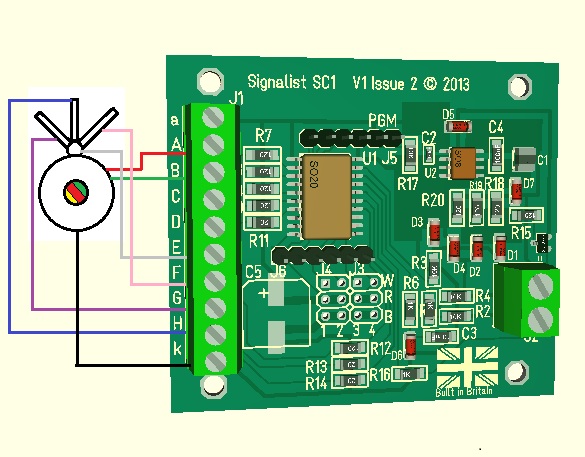 Three aspect searchlight signal with multiple feathers wiring diagram